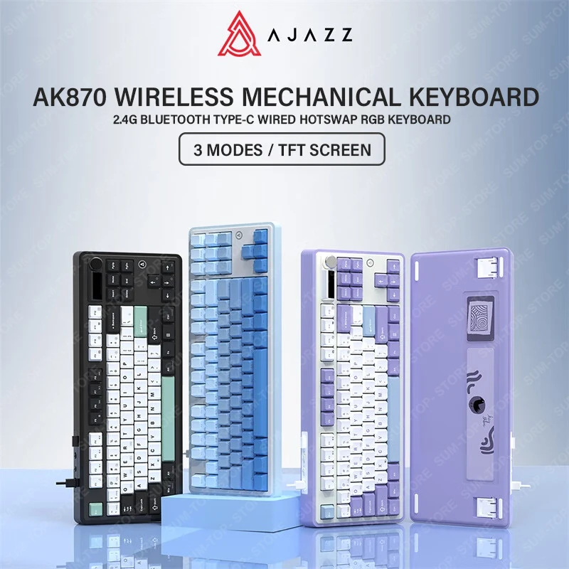 

Ajazz Ak870 Mini Wireless Mechanical Keyboard 84Key 2.4G Wired Bluetooth Gaming Keyboard RGB Hot-swap Gamer Non-contact keyboard