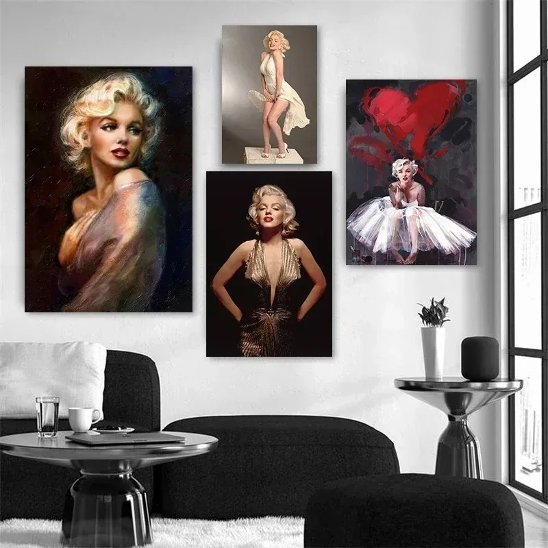 Sexy Marilyn Monroe Portrait Posters Prints Classic Movie Star Canvas Paintings Wall Art Picture for Living Room Home Decoration