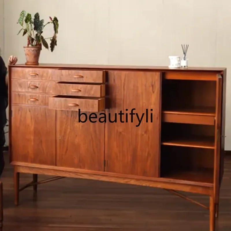 

Medieval solid wood dining side cabinet retro old locker large capacity storage cabinet2936