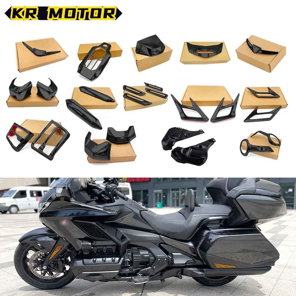 Cubierta decorativa para motor trasero y delantero de motocicleta, accesorios para Honda Goldwing GL1800, color negro cromado, compatible con Gold