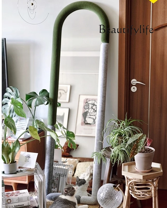 Cloud shadow full-body mirror Nordic home bedroom living room floor-to-ceiling dressing mirror fitting mirror