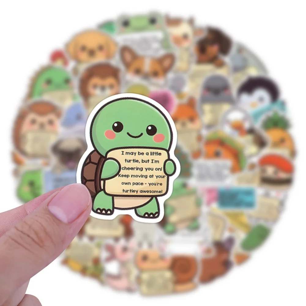 50 Buah Stiker Inspirasi Hewan Kecil Stiker Dekoratif Kartun Stiker Tahan Air Helm Ponsel