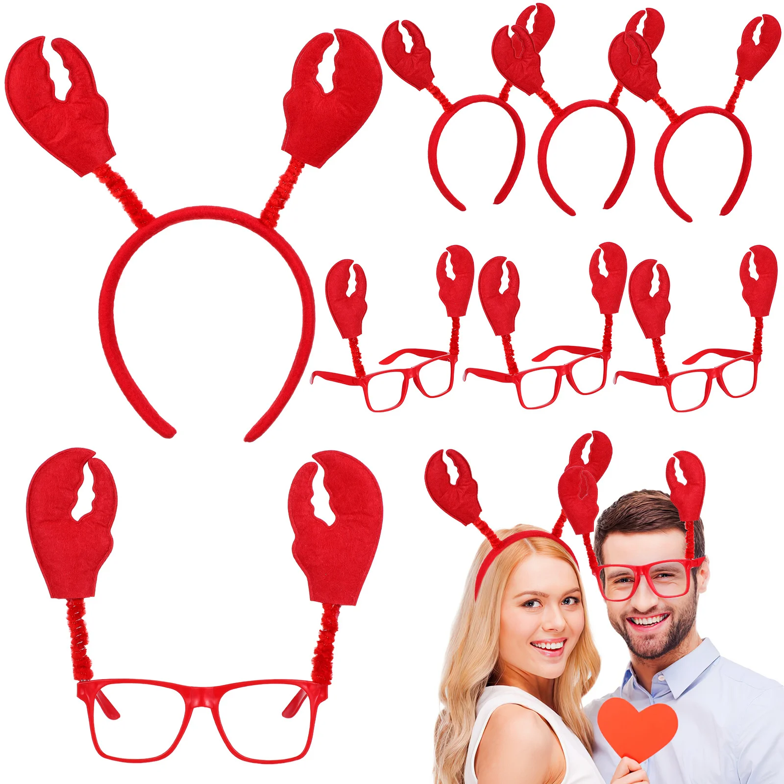 6세트 게 안경 선글라스 머리띠 할로윈 코스튬 파티 액세서리 만화 코스프레 소품 게 안경