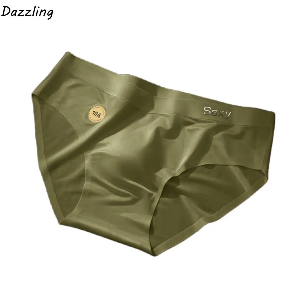 

Solid Color Summer Thin Satin Briefs Men Underpants Simple Ice Silk Panties Quick Dry Lingerie Seamless Underwear Men Summer