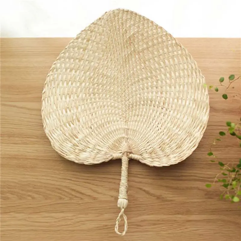 A74E-4X Cool Baby Mosquito Repellent Fan Summer Manual Straw Hand Fans Palm Leaf