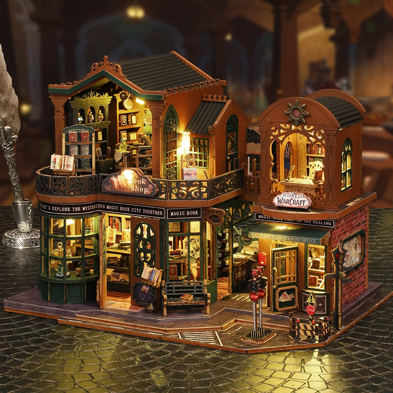 2024 DIY Big Doll House Wooden Miniature Furniture Twilight Bookstore Dollhouse Handmade Home Model Assembly Toys Birthday Gifts
