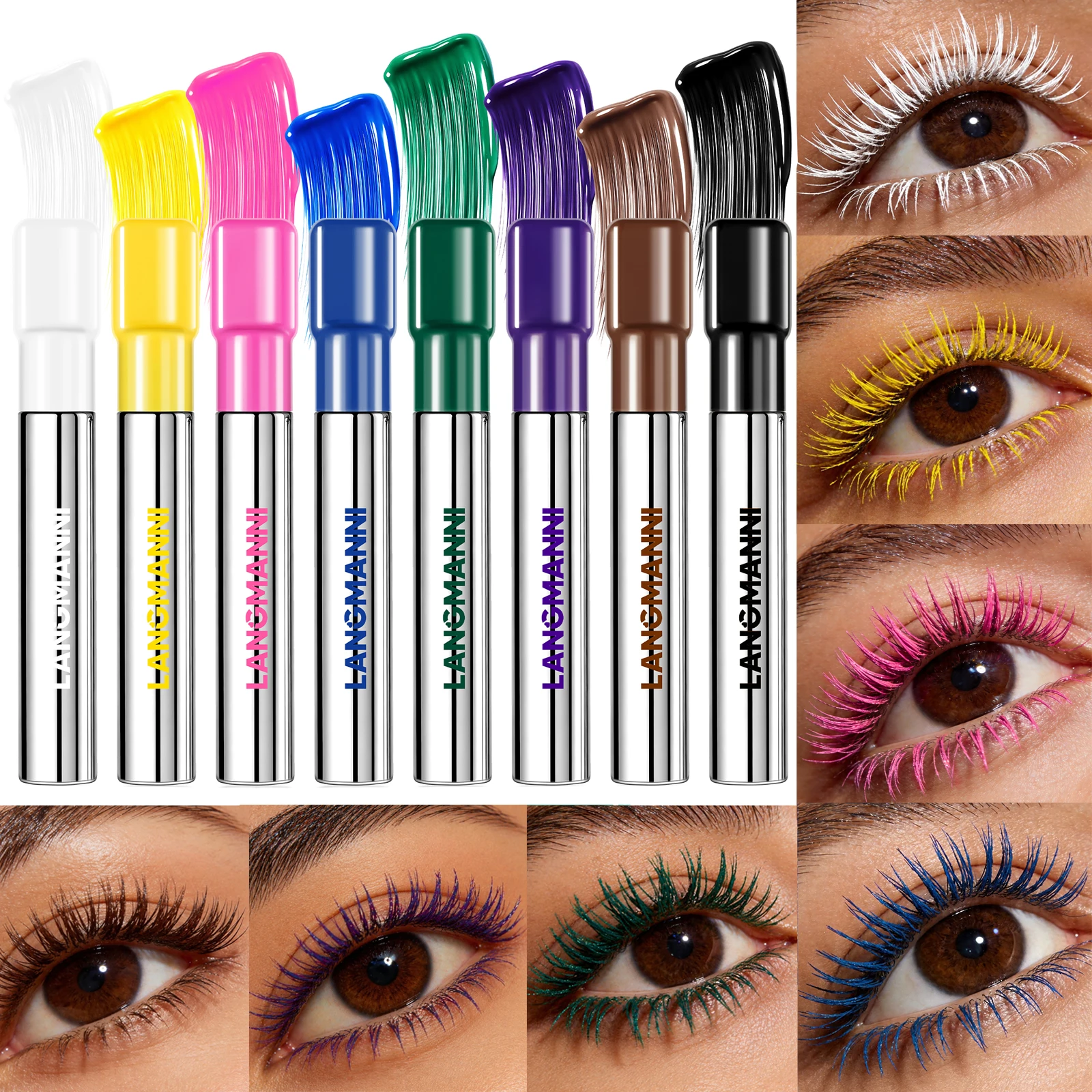 Farbenfrohe Mascara, Langanhaltend, für Wimpernverlängerung und -wölbung, Set, Wasserfeste Wimperntusche