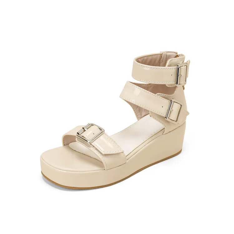 Buckle Strap Large Size Comfort Shoes for Women Med 2024 Sandals Summer Heels Suit Female Beige Big Medium New Girls Black Clogs