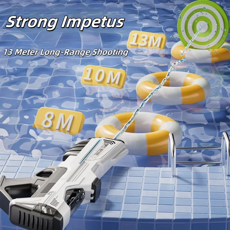 مسدس مياه كهربائي عالي السعة مسدس مياه أوتوماتيكي بالكامل مصباح LED مضيء للصيف في الهواء الطلق لعبة اللعب على الشاطئ هدية #5