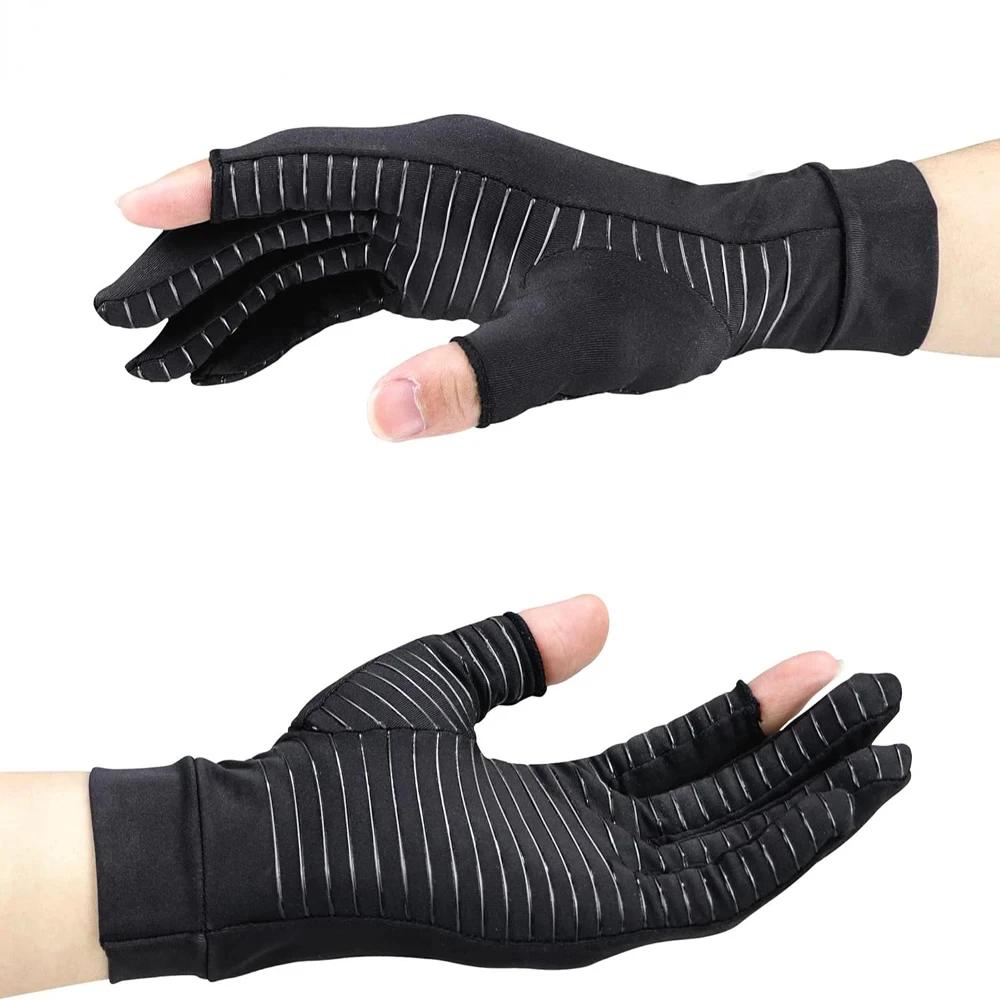 1Pair Copper Arthritis Gloves for Hand Pain Relief, Rheumatoid Osteoarthritis, Swelling, Carpal Tunnel, Compression Gloves