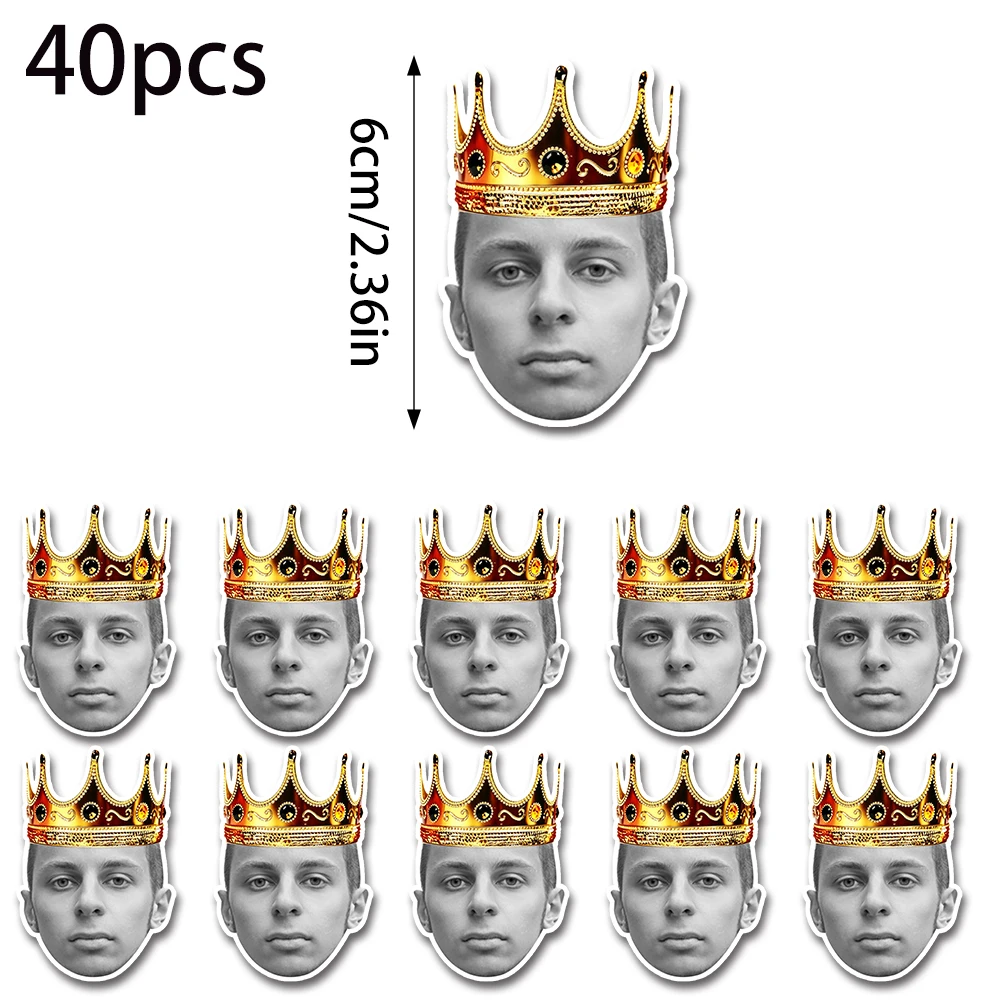 22/33/44 pcs Personalized Crown themed Birthday Stickers Customizable Birthday Photo Birthday & Retirement Party Decorations