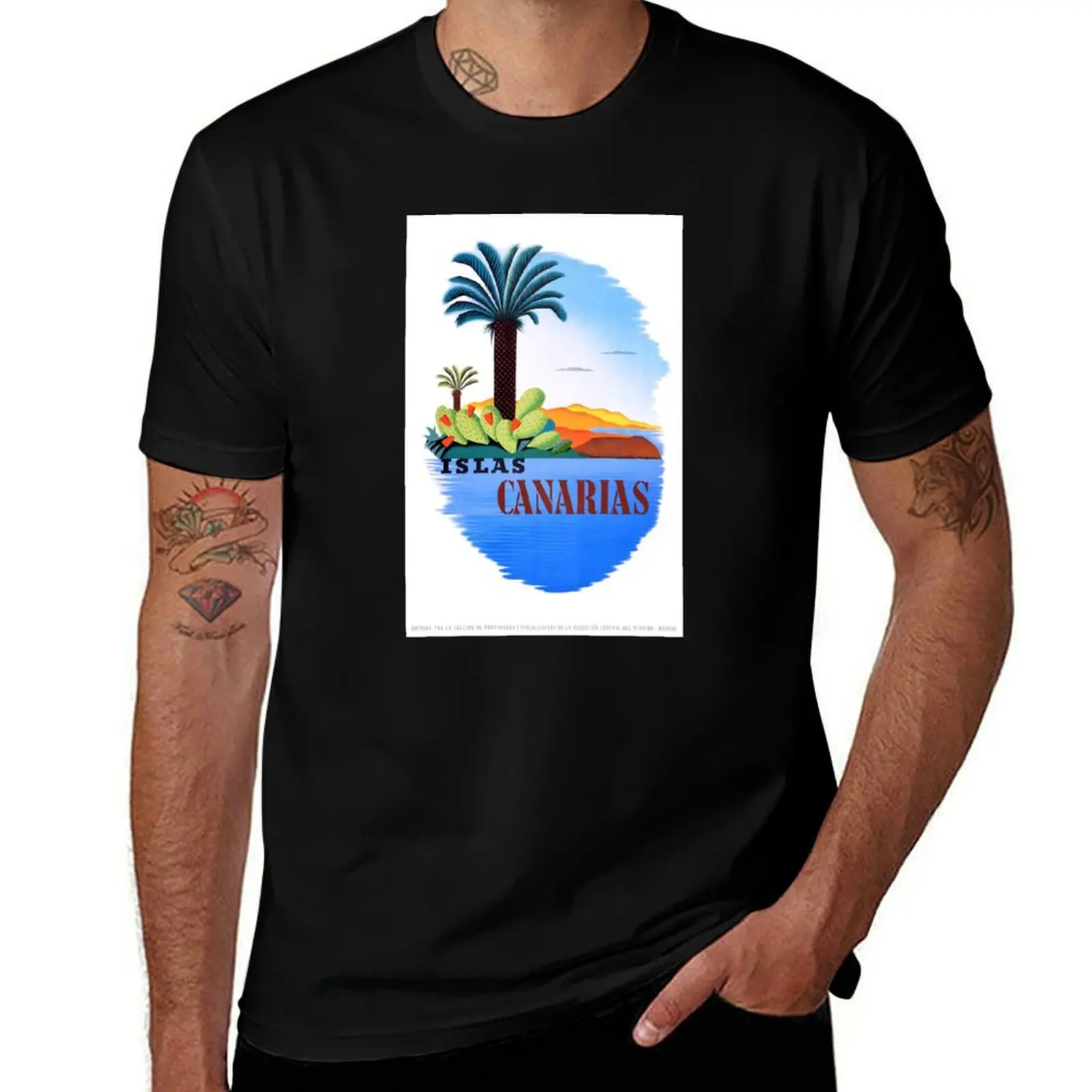 1925 CANARY ISLANDS Spain Travel Poster T-Shirt anime stuff new edition customizeds mens t shirt