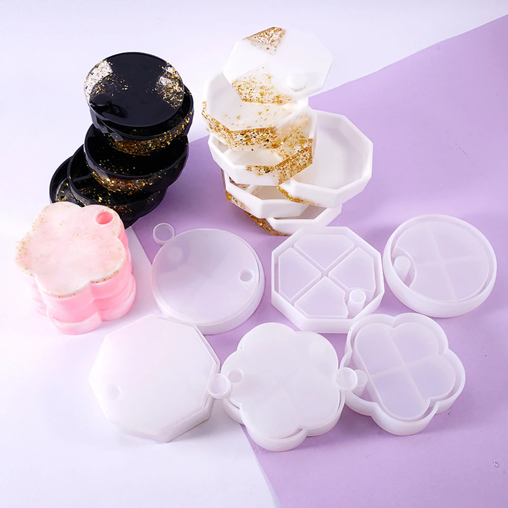 

3pcs Multi-Layer Rotating Jewelry Box Mold Silicone Round Epoxy Resin Casting Mold Diy Storage Case Mould Creative Durable High