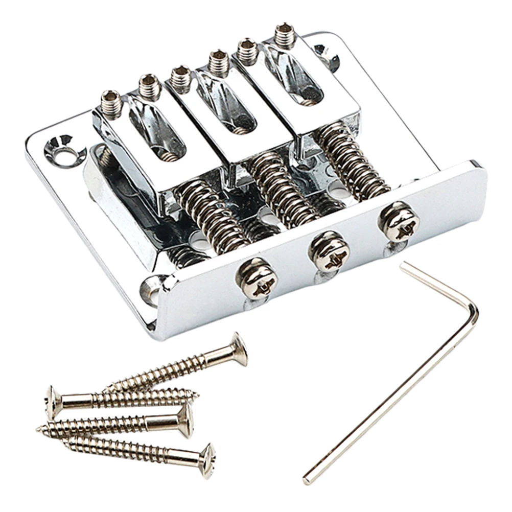 

1 set Electric Guitar Bridge 3 String Chrome Long Screw Saddle GA701M Stainless Steel Durable Parts Replacement Tailpiece