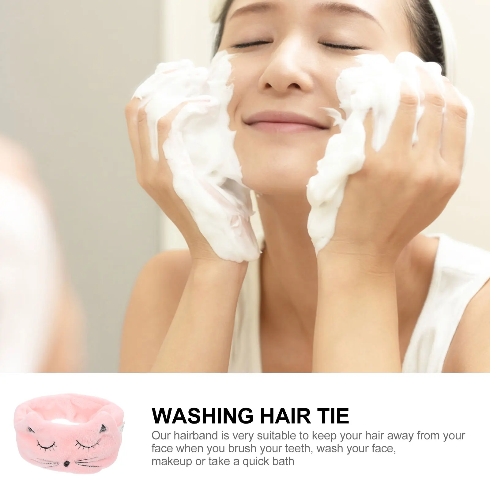 

1pc Embroidered Hair Band Premium Material Lovely Cartoon Design Elastic Makeup Headband For Face Washing Women