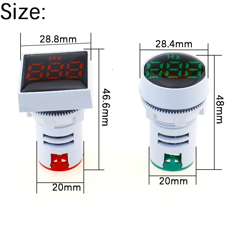 Protective Film 0-99 Hz Measuring Range Digital Display Electricity Hertz Frequency meter Round Square Signal Indicator 22MM