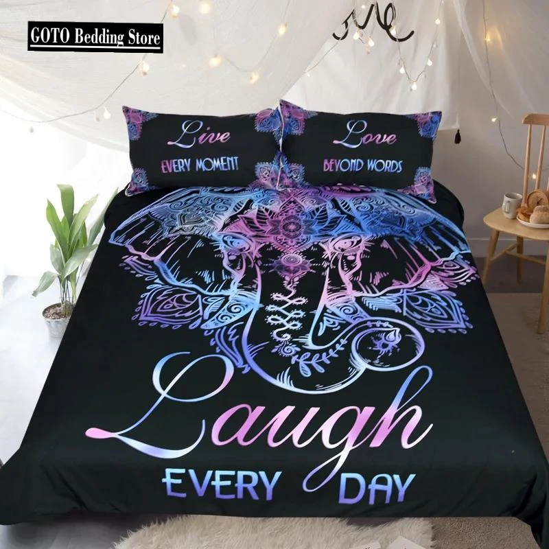 Super Soft boho elephant Bedding Quilt cover with pillowcases 3D Bohemia Twin Kids queen Bedding Set 228x228cm duvet cover sets