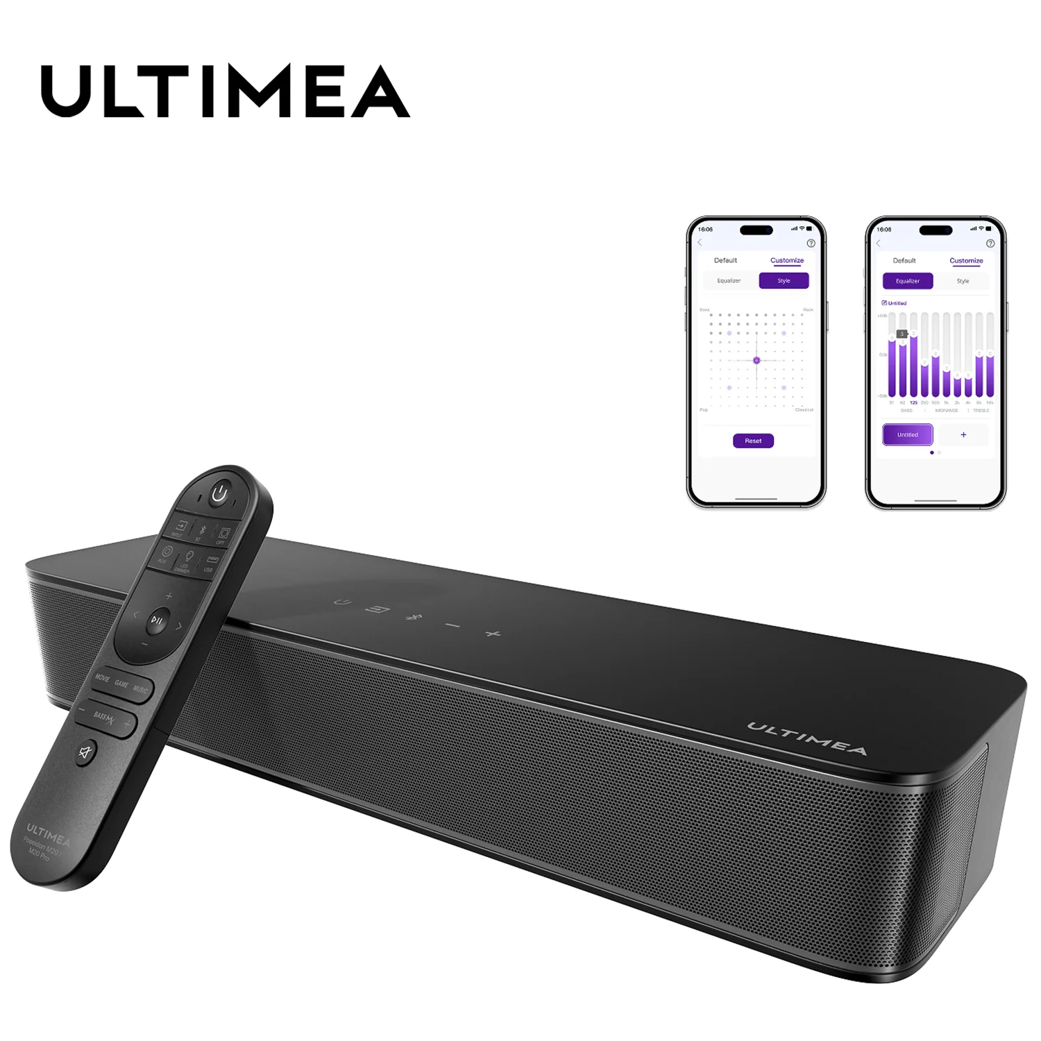 

ULTIMEA 120W 2.1-канальный компактный саундбар для телевизора, 3-дюймовый встроенный сабвуфер, Bluetooth 5.3, акустическая система для ТВ