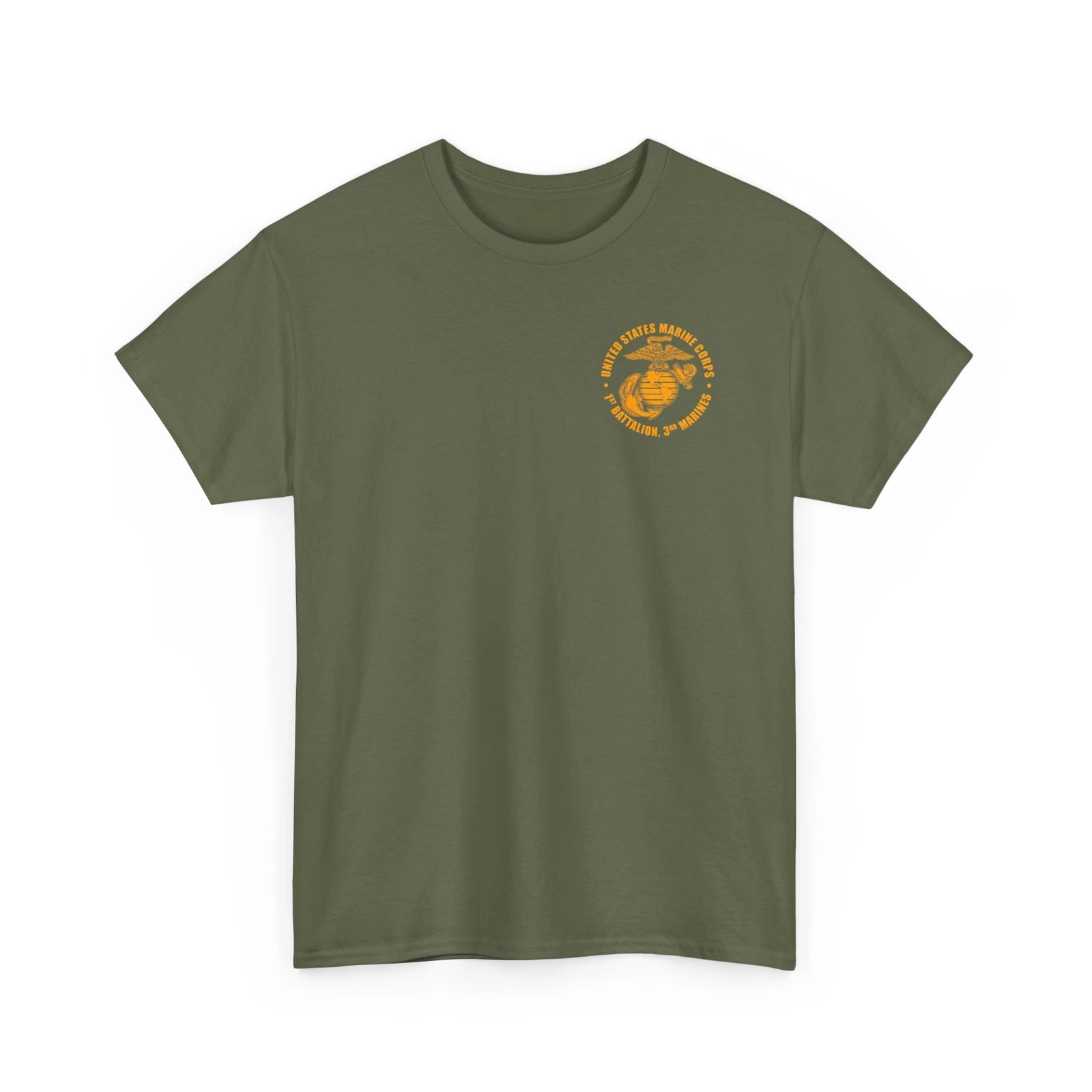 USMC 1st Battalion, 3rd Marine Army Men T-Shirt Short Sleeve Casual 100% Cotton Shirt