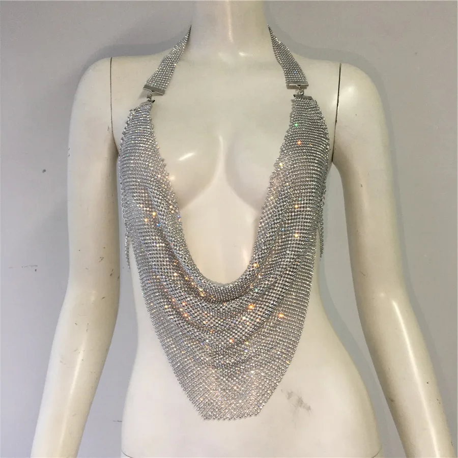 

Metal Sequins Women's Tanks and Camis Shiny Clothes Women Backless Halter Neck Metal Crop Tops Y2k Top Woman & Autumn Tees