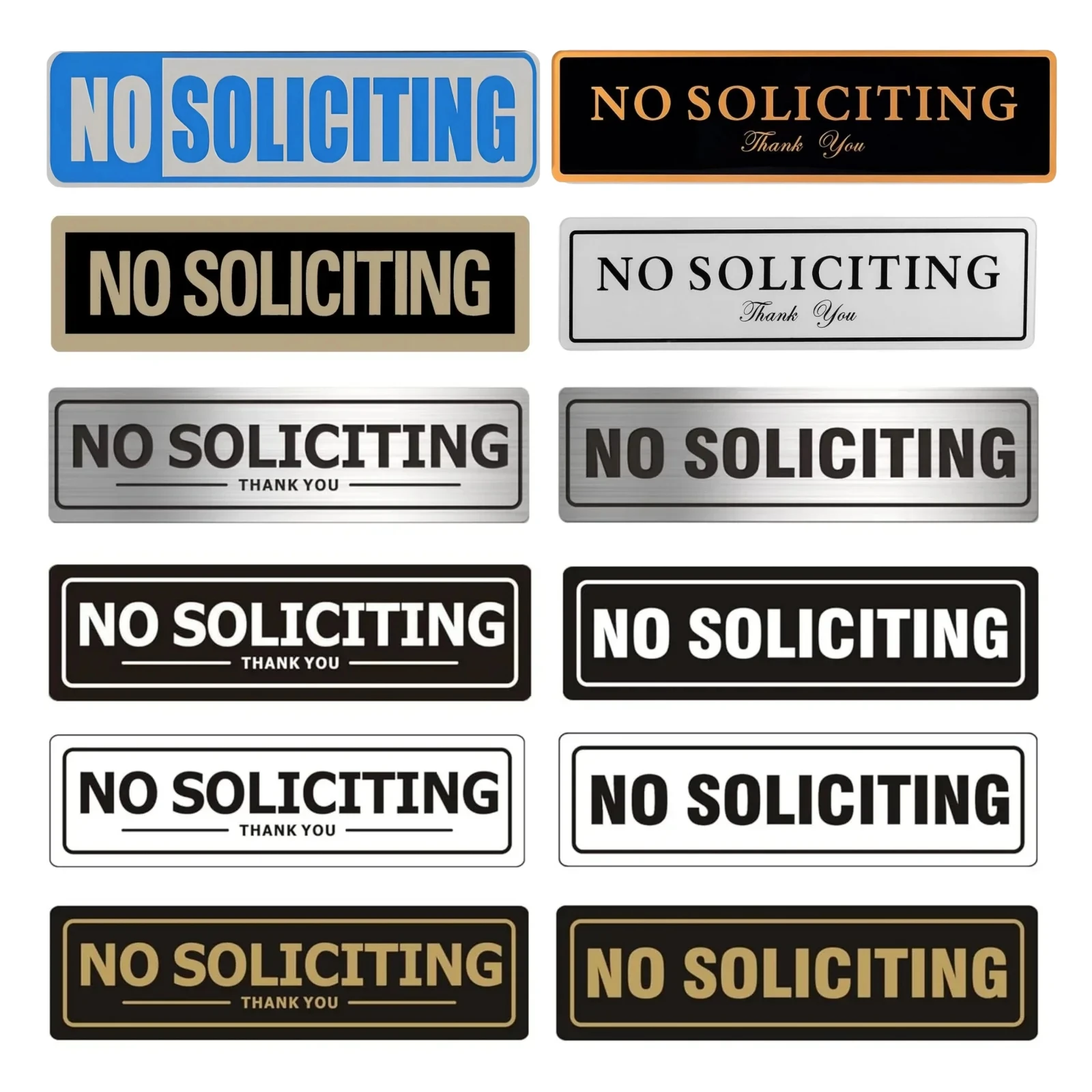 No Soliciting Vintage Metal Warning Signs Room Decoration Premium Durable Waterproofing Outdoor Tin Sign for Home Wall Decor