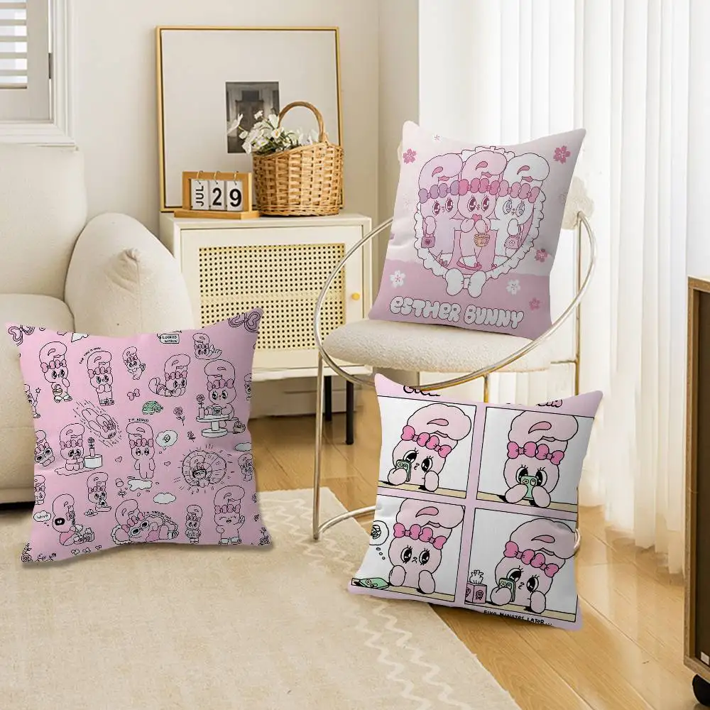 Cute Pink Esther Bunny Pillow Anime Pillow Sofa Bed Head Pillow Cover Cushion Cover 45x45 cm Fashion