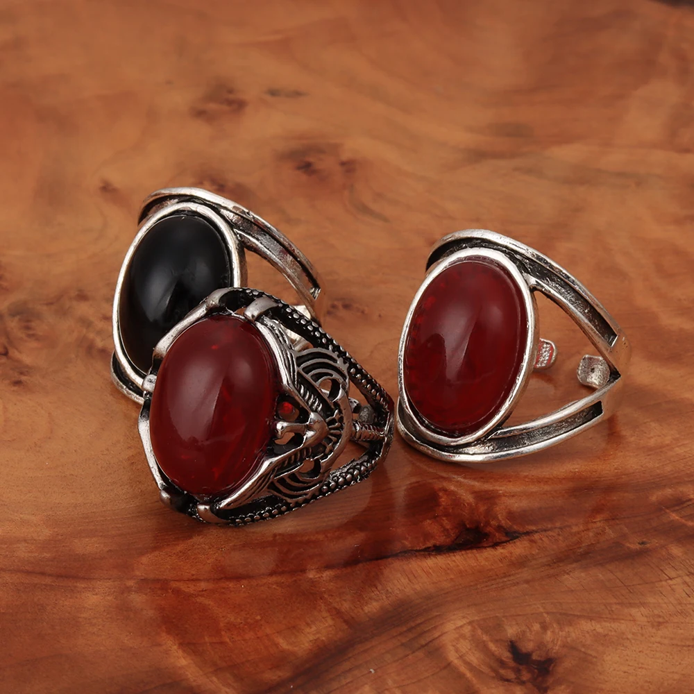 2024 NEW Fashion Elegant Vintage Big Stone Rings for women men Vintage Sculpture Flower Finger Rings