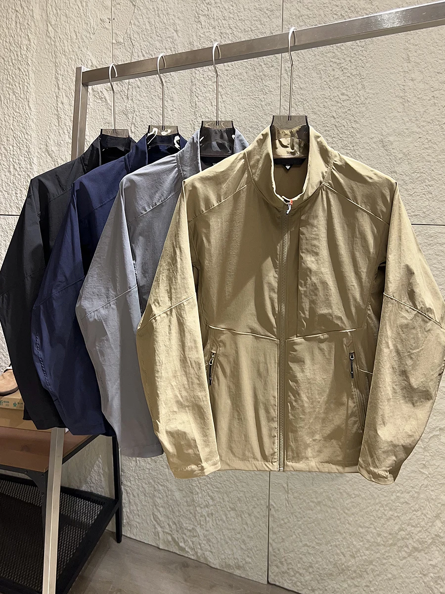 

Outdoor Functional 3D Tailored Three-Resistant Technology Fabric Elastic Breathable Spring Men's Stand Collar Casual Jacket