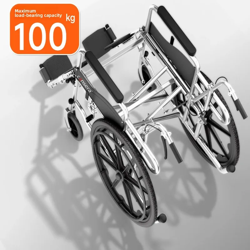 Fauteuil roulant pliant pour personnes âgées, fauteuil inclinable léger à 4 freins, chaise de transport portable pour toilettes, scooter de mobilité avec lit d'appoint