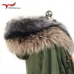 100% Real Raccoon Fur Scarf Coat Collar Ladies Winter Luxury Authentic Raccoon Warm Neck Shawl Coat Collar Furry Shawl Women
