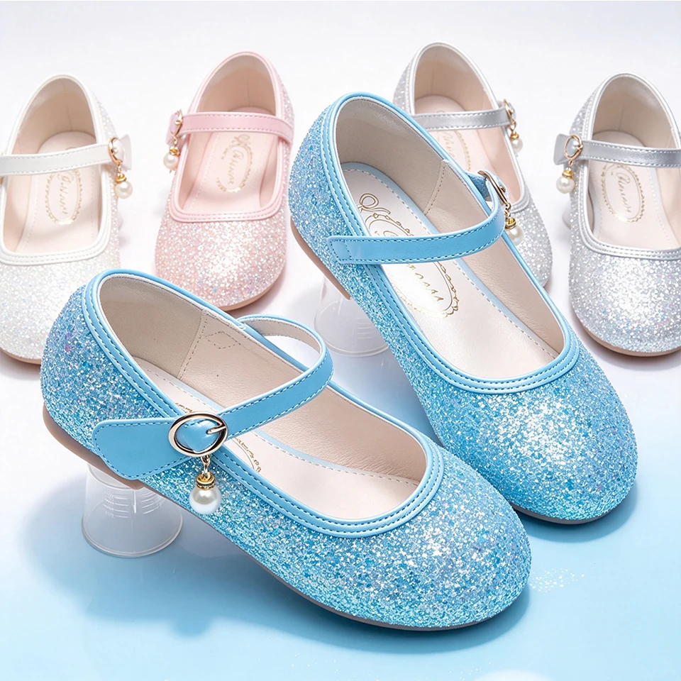 Girls Sparkly Glitter Mary Jane Dress Shoes Princess Ballet Flats Charm Kids Easter Christmas Halloween Cosplay Dance Footwear