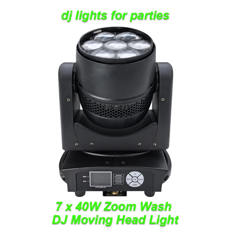 

Dj Lights for Parties LED Beam + Wash Big Bees Eyes 7x40W RGBW Moving Head Light Zoom Lighting for Per Disco Home Night Club Bar