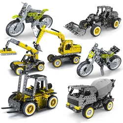 DIY Metal Assembly Engineering Car Alloy Screw Nut Assembly Building Block Forklift Motorcycle Model Children Toy Adult Gifts