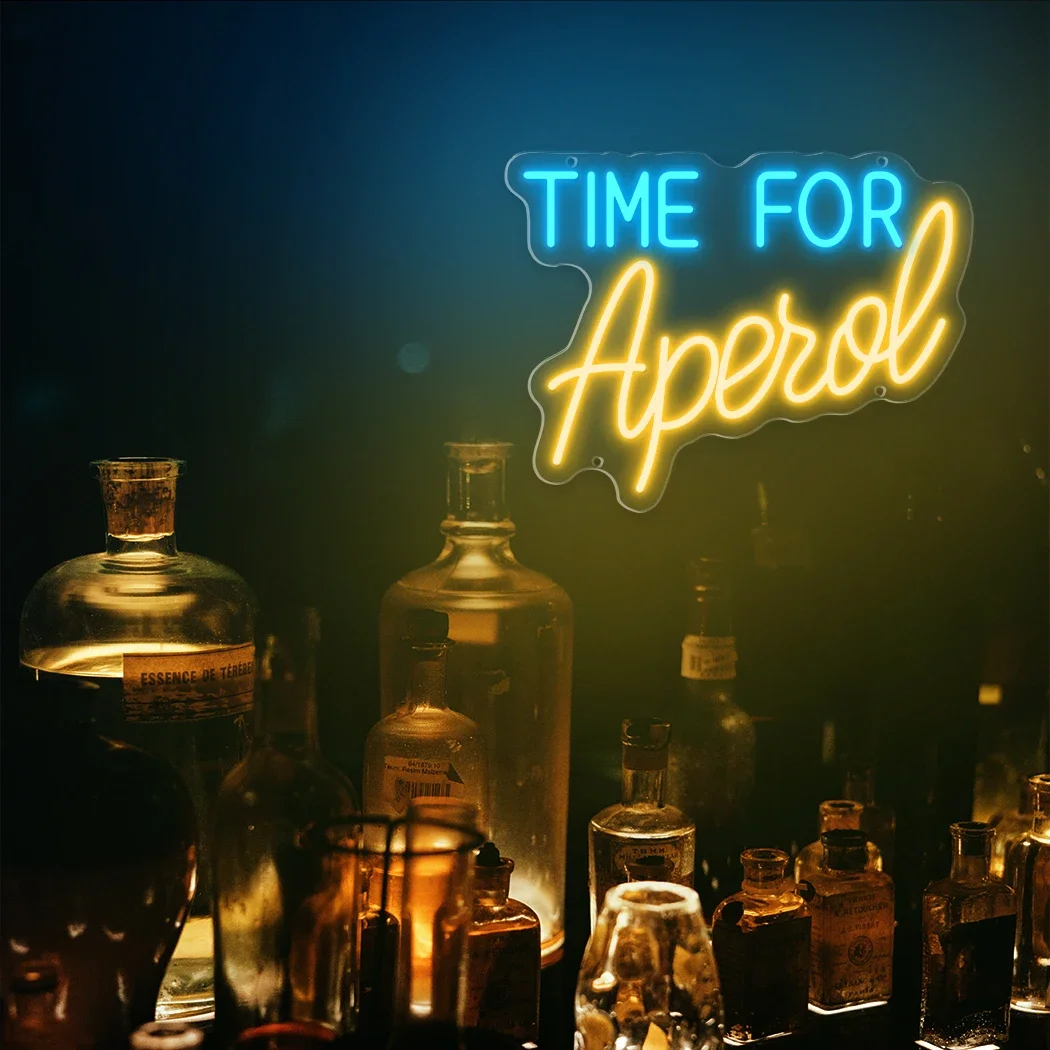 الوقت لعلامات النيون Aperol LED رسائل مضيئة لبار الكوكتيل مطعم بيسترو نادي المشروبات بار ديكور جدار غرفة الحفلات