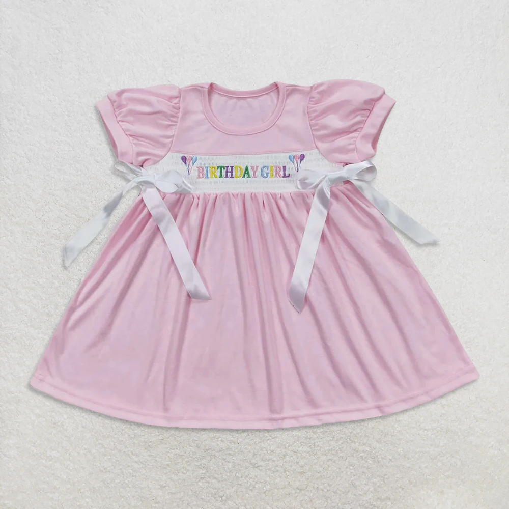 z1015-16 GSD0433 Matching Summer dress Boutique baby girl clothes smocked Embroidered dress Wholesale kids clothes girl