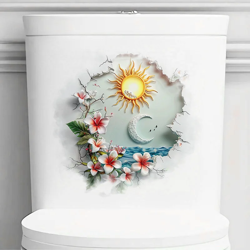 MT950# Pretty Sun and Moon Stickers, Bright Wall for Cabinet, Door,Toilet,Decoration, Vinyl Car Decals, Outdoor Indoor Use