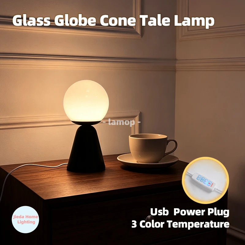 Spherical Luna Glass Night Lamp Ambient Light Side Table Desktop Ornament