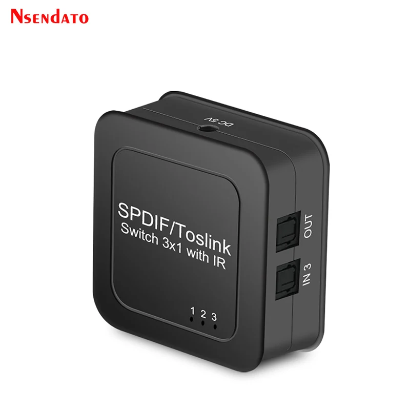 Digital SPDIF Toslink Optical Audio Switcher 3x1 3 In 1 Out Adapter with IR Remote for Projector TV Box Multimedia Monitor DVD P