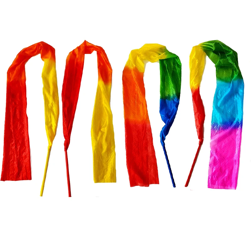 Banderoles à ruban multicolores pour le ventre, banderoles pour adultes, accessoires de performance sur scène, 1.5m, 2m, 3m, 4m de long