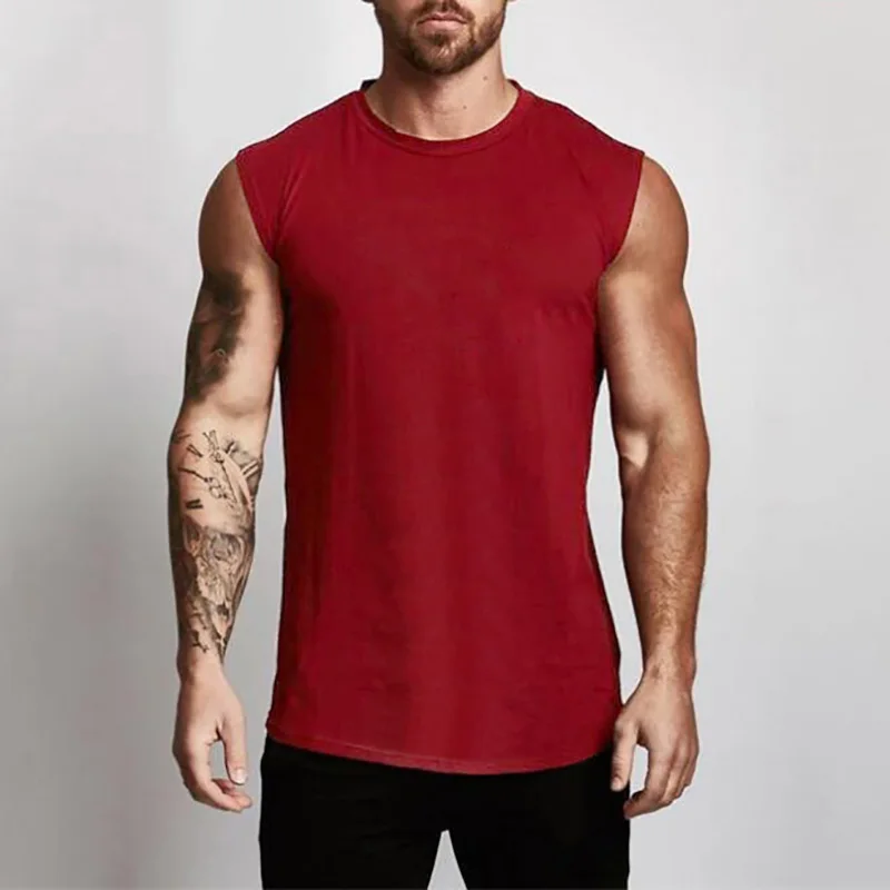 Cotton Gym Clothing Mens Workout Sleeveless Shirt Bodybuilding Tank Top Fitness Sportswear Mens Vests Muscle Singlets Tanktop