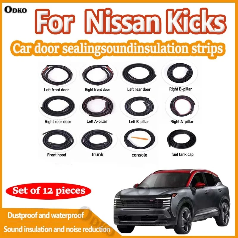 

Car Door Seal Strip Rubber Noise Insulation Dustproof Seal Strip Not easy to Fall off For Nissan Kicks Car Accessories 12Pcs