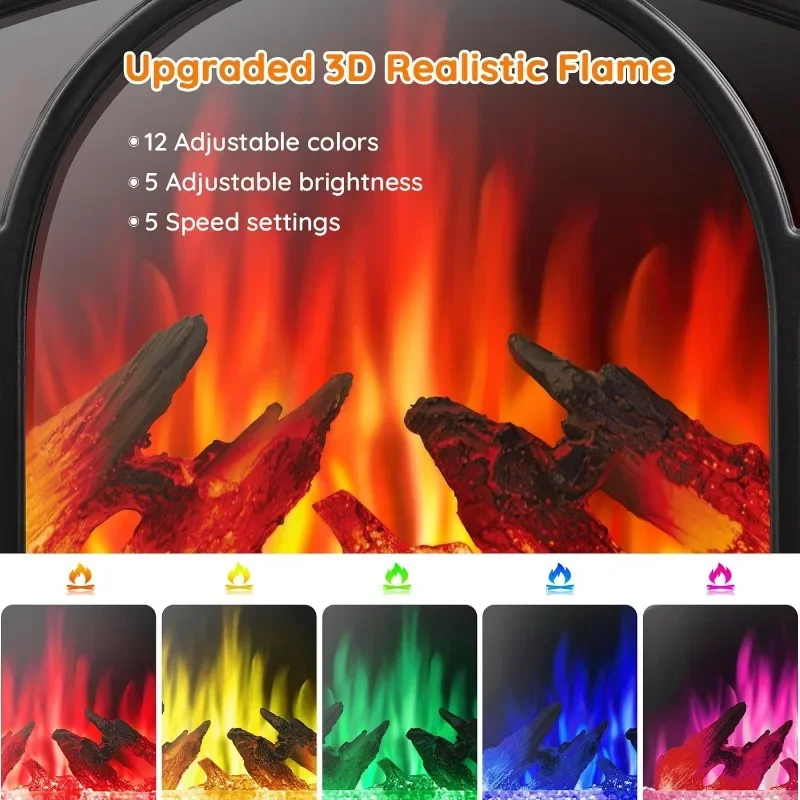 HAOYUNMA Electric Fireplaces w/ Adjustable Thermostat,144 Color Combinations, 1500W Infrared Fireplace Stove Heater w/ 3D Flame