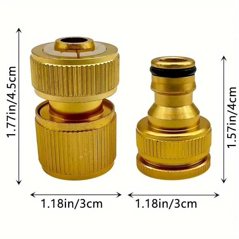 6/10er-Pack Aluminium-Gartenschlauch-Schnellverbinder EU-Standard, 1/2" 3/4" Wasserhahnadapter Passend für 13-16mm Wasserrohre – Detail 3