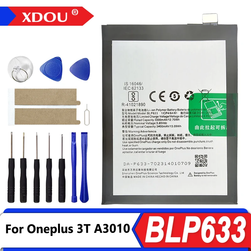 

100% новый сменный аккумулятор BLP633 3400 мАч для Oneplus 3T A3010, оригинальные аккумуляторы для телефонов последнего производства
