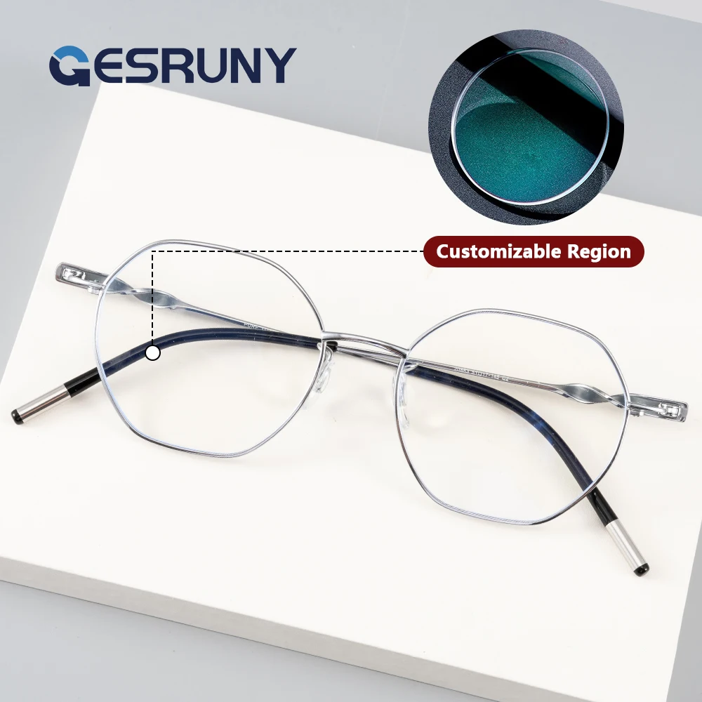 

Gesruny Polygon прогрессивные очки по рецепту на заказ анти-синий свет фотохромные очки для чтения оптические очки для близорукости