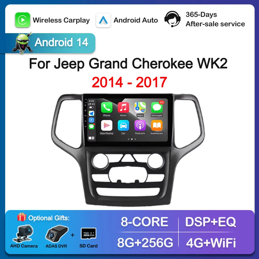 

for Jeep Grand Cherokee WK2 2014 - 2017 Android OS Head Unit Car Video Multimedia Player WiFi BT 4G GPS Navi QLED Touch Screen