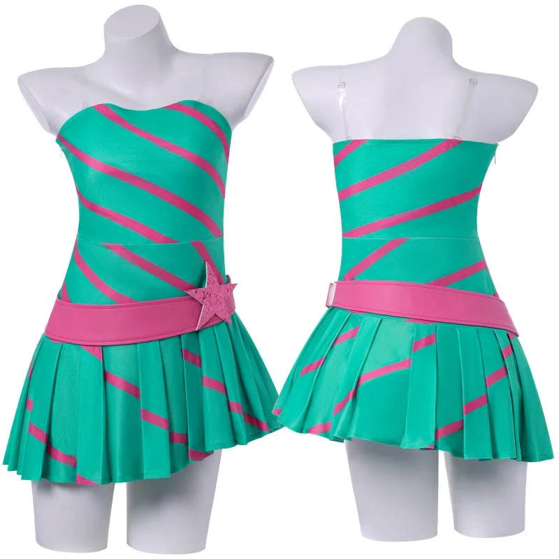 

Anime Stella Cosplay Costume Magical Fairy Party Green Dress with Halloween Roleplay Outfit Costume for Woman Disguise