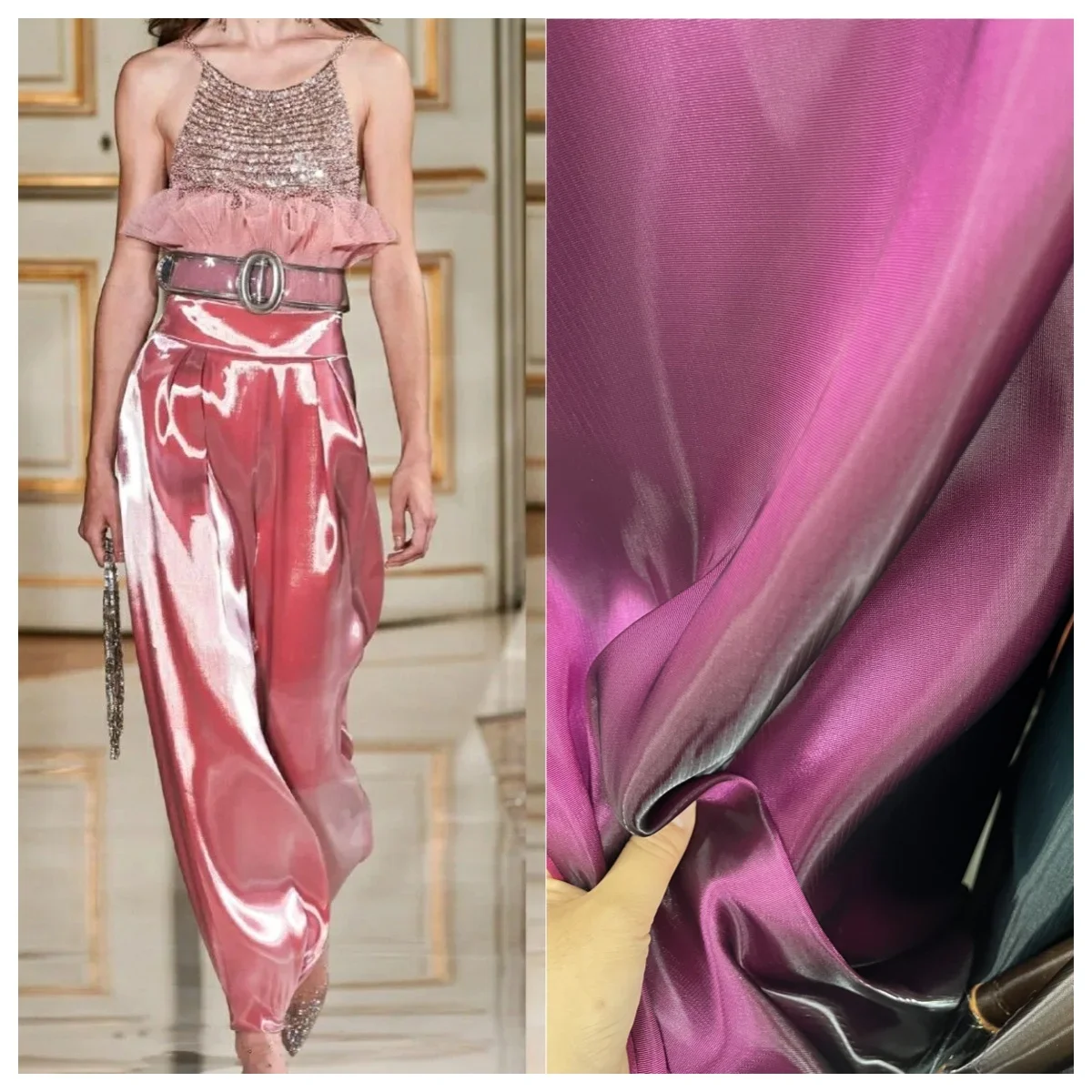 Kain Satin TR Elegan dengan Kilau Organza Cair, Tekstil Halus dan Mengkilap Ideal untuk Gaun Pengantin, Desain Busana, dan Menjahit