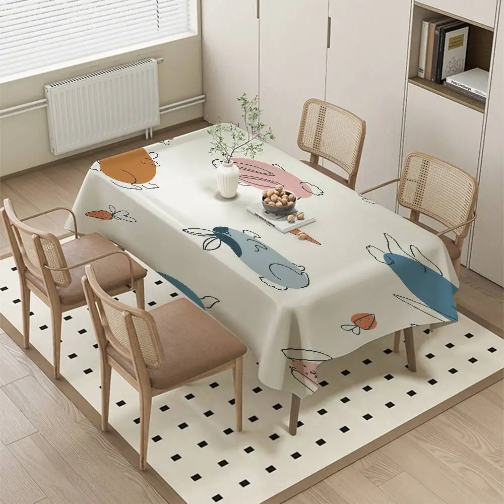 مفرش طاولة مستطيل صغير مطبوع عليه حيوانات كرتونية - مقاوم للغبار للمدخل والخزائن الجانبية والطاولات الصغيرة