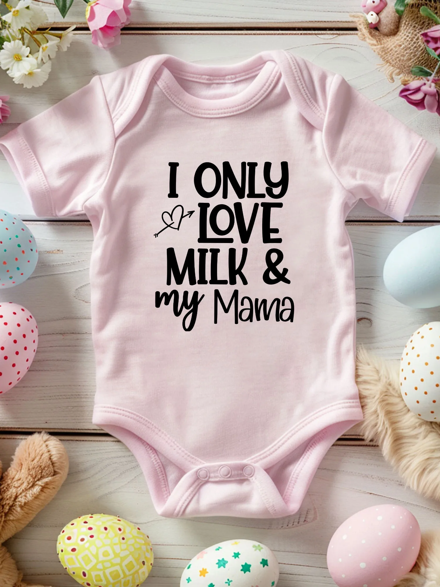 

Комбинезон для ползания унисекс Only Love Milk And My Mama, 100% хлопок, мягкий, всесезонный, розовый, 190 г/м²